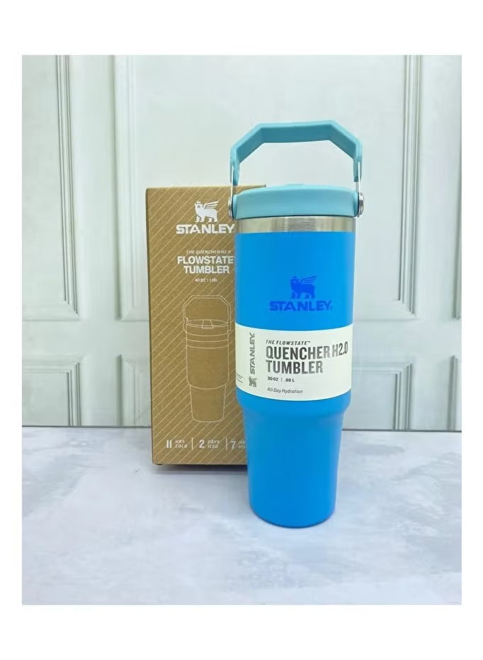 Stanley 30oz Flipstraw Stainless Steel Vacuum Insulated Tumbler, Cream (Blue)