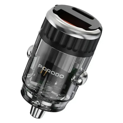 Porodo Dual Port Transparent Car Charger With Pull Ring Handle – Black