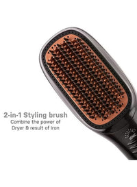 JOY PROFESSIONAL 2-in-1 Hair Styling Brush – Heated Straightening & Curling Comb with Fast Heating Ceramic Plates, Anti-Frizz Technology, Adjustable