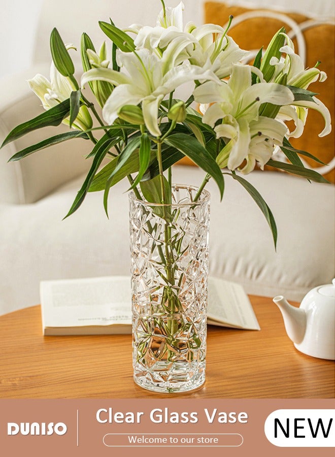 DUNISO Creative Clear Glass Vase Craft Aesthetic Decorative Small Flower Vase Hydroponic Plant Desktop Ornament Modern Irregularity Vase for Flowers Rose Home and Office