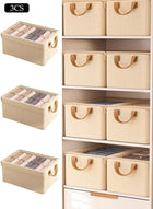 DUNISO 3 Pcs Clothing Storage Box with Lid，Foldable Stackable Closet Storage Bin with Handles and Clear Window，Closet Storage Organizer with Metal Frame，for Organizing Clothing Jeans Toys Book - Image 3