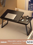 DUNISO Laptop Bed Tray Desk, Adjustable Folding Laptop Bed Table, Portable Standing Desk, Foldable Lap Tablet Desk with Cup Holder for Bed Couch Sofa Floor, Working, Writing