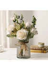 DUNISO Fake Flowers, Silk Roses Artificial Flowers, White Faux Flower Arrangement Suitable for Home Office Decoration, Dining Table Centerpiece(No vase)
