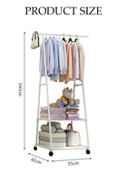DUNISO Freestanding Coat Rack with Hooks and Storage Shelf ,Multipurpose Clothes Hanger Organizer with Roller,Suitable for Bedrooms, Balconies and Living room (White) - Image 2