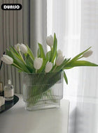 DUNISO Creative Clear Glass Vase Craft Aesthetic Decorative Small Flower Vase Hydroponic Plant Desktop Ornament Modern Irregularity Vase for Flowers Rose Home and Office - Image 3