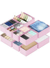 DUNISO 12 Pcs Clothes Drawer Organisers，Foldable Underwear Drawer Organizer and Closet Dividers，Storage Dresser Drawer Dividers，for Clothes, Socks, Bras, Underwear, Towels, Leggings, Jeans and Sweaters，Pink