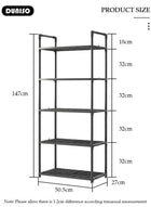 DUNISO 5 Tier Storage Shelves, Stable Kitchen Shelf Organizer, Storage Rack with Armrests, Removable Free Standing Rack with Hooks, Multipurpose Rack, Shelving Unit for Laundry Room,Living Room,Garage,Pantry,Study Room - Image 4