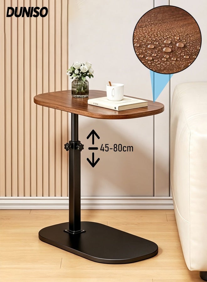 DUNISO Adjustable Height C Shaped End Table,360°Swivel Adjustable Sofa Small Side Table,Slide Under Couch Table,Suitable for Living Room, Sofa, Bedroom, Study Room, Cafe Office，80cm to 45cm Height