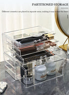 DUNISO 3 Drawer Acrylic Jewelry Organizer, Earring Storage Box,Cosmetic Organizer for Eyeshadow Palettes, Lipstick, Perfume, Mask ,Transparent Display Stand for Earrings, Rings and Small Accessories, Perfect Gift for Women - Image 4