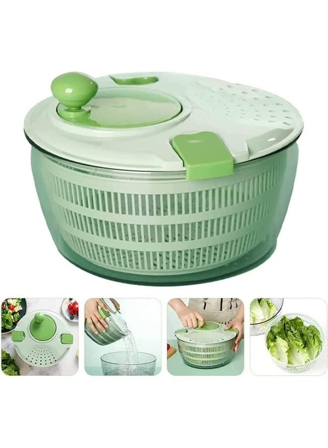 DUNISO Salad Spinner，Multifunction Hand Cranked Fruit Cleaner Drainer，Vegetable Dryer PP Salad Multifunction Salad Drainer Bowl with Secure Lid Lock & Rotary Handle，for Home Kitchen，4L