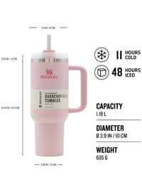 Stanley 40oz Quencher H20 Flowstate Stainless Steel Vacuum Insulated Tumbler with Lid and Straw, Cream (Pink)