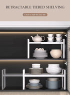 DUNISO Expandable Countertop Organizer Shelf, movable multifunctional kitchen shelf, spice rack organizer, suitable for kitchen, living room, bathroom, expandable 25cm to 45 cm - Image 3