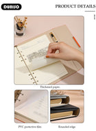 DUNISO A5 Notebook, Portable Foldable Notepad, Transverse Line Diary Notebook for Women Men, PU Cover Design College Specific Notebook with Pen Slot Card Slot Side Pocket, Hardcover Business Notebook with Binder for Writing,Travel,Work & School - Image 3