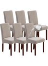 DUNISO 6 Pcs Dining Chair Slipcovers, Waterproof Dining Room Chair Cover, Stretch Jacquard Chair Slipcover Removable Washable Chair Protector for Home, Restaurant, Banquet, Kitchen ，Taupe
