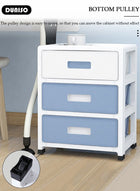 DUNISO 3 Layer Drawer Storage Cabinet with Wheels, Toys Storage Box, Office Desk Storage Box, Drawer Storage Bins for Clothes and Toys, Dust-proof Clothes Storage Cabinet Rack for Living Room, Bathroom, kitchen, Bedroom - Image 3