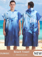 DUNISO Hooded Bathrobe for Adults, Microfiber Towel Poncho with Hood, Quick Dry Surf Poncho, Lightweight Pool Poncho Men Women Hooded Beach Towel for Water Sports Outdoor