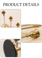 DUNISO A set of three golden candle holders, used for decorating cone-shaped candle holders with anti slip bases, suitable for weddings, dinners, and parties - Image 5