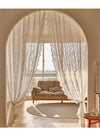 DUNISO 2 Pieces of Sheer Curtains, polyester fiber lace gauze curtains, lightweight, breathable , suitable for living rooms, bedrooms, study rooms, dining rooms, 132 * 213cm, beige