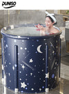 DUNISO Portable Folding Bathtub，Multifunctional Spa Folding Bathtub，Adult Freestanding Bucket，Insulation,Leak Proof，With Seat Cushion, Bath Bag, Drain Valve, Support Pole, Drain Pipe，For Hot Bath, Ice Bath And Spa Bath，70*65cm