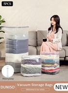 DUNISO Vacuum Space Saver Bag, 5 Pack Large Size Reusable Vacuum Storage Bag(100 x 70 x 32 cm), Vacuum Seal Storage Bag with Hand Pump, Suitable for cotton quilt, blanket, clothing