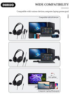DUNISO USB Headset with Mic, Computer Laptop Headphones with Noise Cancelling Microphone in-line Control for Home Office Online Class, Equipped with a type-c adapter, Adjustable In-line Control Microphone, Comfortable Wearing Design - Image 4