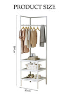 DUNISO Corner Coat Rack,Free Standing Coat Rack with 3 Layers Of Storage Shelves,Freestanding Closet Organizer,for Hallway Entryway Bedroom Living Room,White - Image 2