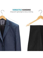 DUNISO 30 Pcs Wooden Suit Hangers,Smooth Surface 360° Swivel Hook Solid Wood Coat Hangers with Shoulder Grooves and Anti-Slip Bar,Vintage Heavy-duty Wooden Coat Hangers,for Suits, Coats, Jackets, Shirts - Image 5