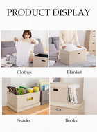 DUNISO 2pcs Wardrobe Clothes Organizer Cubes with Lids Foldable Fabric Decorative Storage Box Bins Organizer Containers Baskets with Cover Handles Divider for Bedroom Closet Living Room - Image 5
