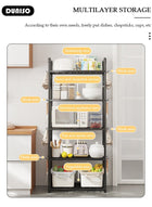 DUNISO 5 Tier Storage Shelves, Stable Kitchen Shelf Organizer, Storage Rack with Armrests, Removable Free Standing Rack with Hooks, Multipurpose Rack, Shelving Unit for Laundry Room,Living Room,Garage,Pantry,Study Room - Image 3