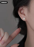 DUNISO Pearl Stud Earrings, Hypoallergenic 925 Sterling Silver Earrings Studs Base Metal Shimmering Cubic Zirconia Pearl Stud Earring for Women Girl - Image 5