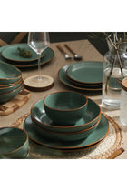 Stone Lain Brasa Modern Stoneware 16 Piece Dinnerware Sets, Plates and Bowls Sets, Dish Set for 4, Green