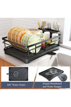 MostNow Dish Drying Rack, Stainless Steel Dish Rack for Kitchen Counter, Large-Capacity Dish Drainer with Cutlery Holder, Kitchen Organizer for Dishes, Spoons and Forks