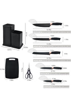 19-Piece Cooking Utensils Set With Heat Resistant Silicone Spatulas, 6 Sharp Knives, and 2 Cutting Boards (Black)