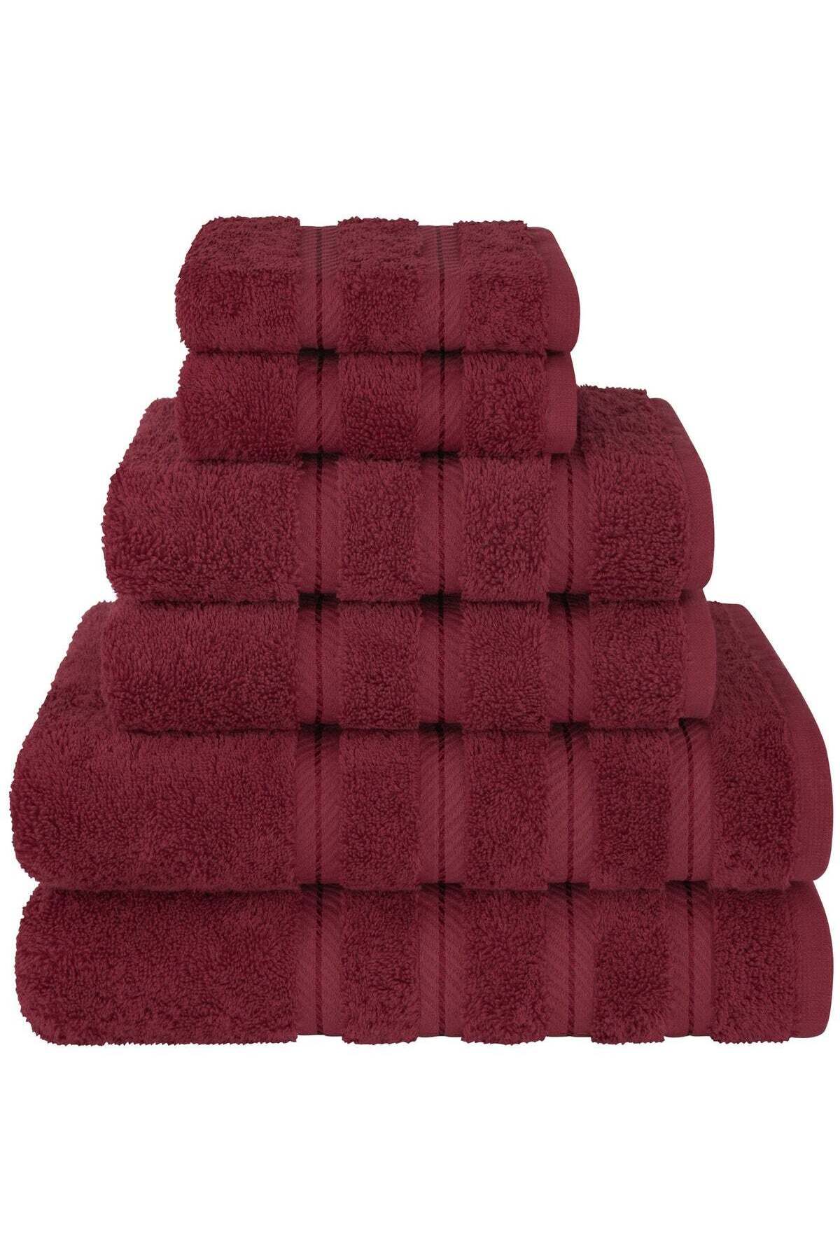 Safi Plus Towel Set Luxury Hotel Quality 600 GSM Genuine Combed Cotton, Super Soft & Absorbent Family Bath Towels 6 Piece Set - 2 Bath Towels, 2 Hand Towels, 2 Washcloths - Bordeaux