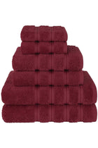 Safi Plus Towel Set Luxury Hotel Quality 600 GSM Genuine Combed Cotton, Super Soft & Absorbent Family Bath Towels 6 Piece Set - 2 Bath Towels, 2 Hand Towels, 2 Washcloths - Bordeaux
