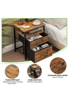 Modern open-top open-shelf bedside table with brown frame and MDF panel for waterproof and wear-resistant construction, featuring double-layer fabric drawers in bedroom furniture
