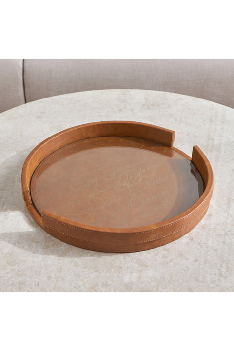 Raha Faux Leather Decorative Tray - 40 cm