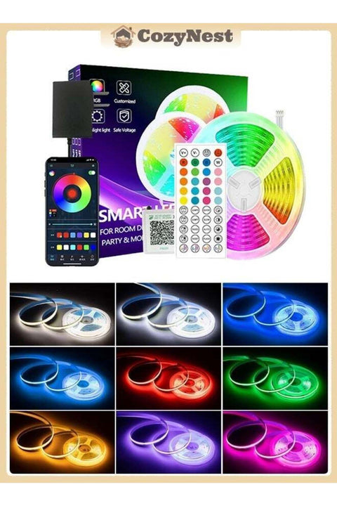 CozyNest Bluetooth LED Strip Lights 10M RGB Colour Changing LED Lights with App & Remote Control Music Sync Flexible LED Strip for Bedroom Living Room TV Kitchen Home Decoration DIY