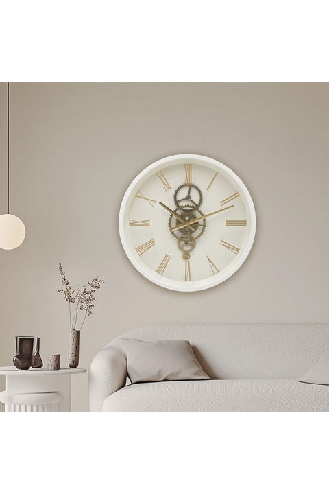 New In Sansa PP Roman Gear Wall Clock White 46x7x46