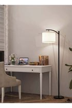 Modern Retro Warm LED Floor Lamp With White Light, 3 Colors Adjustable, Standing Hanging Linen Light