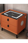 Common Fashion Model Smart Bedside Table with Minimalist Modern Design Drawers Leather Finish Wireless Charging Fingerprint Lock