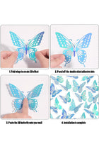 3D Butterfly Wall Decor - 48 Pcs, 4 Styles, 3 Sizes, 3D Butterflies Stickers, Removable Stickers for Birthday & Party Decorations, Blue