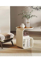 3-Tiers Multipurpose Unique Design Side Table Bedside Table with Storage Shelves Round Glass Top Nightstand for Bedroom Living Room 45x50 cm (Fully Assembled)