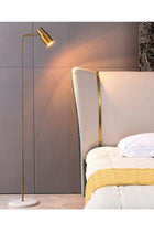 Modern Brass Floor Lamp with Marble Base, Adjustable Reading Light for Living Room Bedroom – Gold Arc Standing Lamp with GU10 Spotlight
