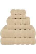 Safi Plus Towel Set Luxury Hotel Quality 600 GSM Genuine Combed Cotton, Super Soft & Absorbent Family Bath Towels 6 Piece Set - 2 Bath Towels, 2 Hand Towels, 2 Washcloths - Beige