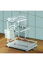 ZAMZIN 3-Tier Rustproof Dish Drying Rack with Utensil Holder & Water Tray/Large Stainless Steel Wall Mount Kitchen Organizer with Adjustable Drainage for Plates, Bowls, Mugs & Cutlery, Easy to Clean