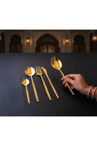 YAH Luxury 24-Piece Golden Stainless Steel Cutlery Set, Spoon Fork Knife Flatware for 6, Mirror Polished, Dishwasher Safe in a Unique Gift Box. (Modern)
