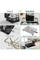 Festive Gallery Dish Drainer Rack, 2 Tier Dish Drainer with Drip Tray and Drainer Mat, Stainless Steel Dish Rack with Utensil Holder, Swivel Spout, Draining Board for Kitchen Counter, Black