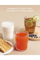 BJMEDYM Ribbed Glassesware 14 Oz Ripple Drinking Glasses Iced Coffee Glass Cup Set Of 6