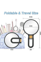 1x 20x Magnifying Travel Mirror, Hand Mirror with Handle - Double Side Hand Held Mirror with 1x 20x Magnification & Foldable Handle, Portable Travel Makeup Hand Mirror for Women (Black)
